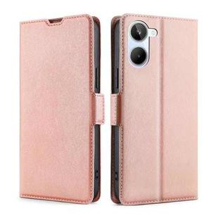 For Realme 10 4G Ultra-thin Voltage Side Buckle Horizontal Flip Leather Phone Case(Rose Gold)