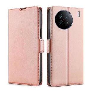 For vivo X90 Ultra-thin Voltage Side Buckle Horizontal Flip Leather Phone Case(Rose Gold)