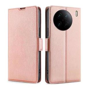 For vivo X90 Pro+ Ultra-thin Voltage Side Buckle Horizontal Flip Leather Phone Case(Rose Gold)