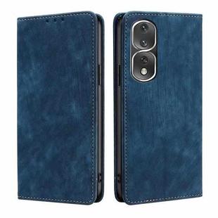 For Honor 80 Pro RFID Anti-theft Brush Magnetic Leather Phone Case(Blue)