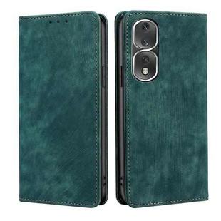 For Honor 80 Pro RFID Anti-theft Brush Magnetic Leather Phone Case(Green)