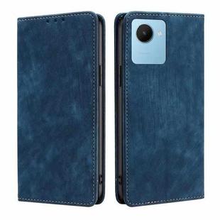 For Realme C30s RFID Anti-theft Brush Magnetic Leather Phone Case(Blue)