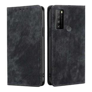 For TCL 30XL 2022 RFID Anti-theft Brush Magnetic Leather Phone Case(Black)