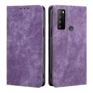 For TCL 30XL 2022 RFID Anti-theft Brush Magnetic Leather Phone Case(Purple)