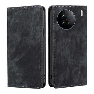 For vivo X90 RFID Anti-theft Brush Magnetic Leather Phone Case(Black)