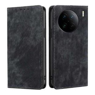 For vivo X90 Pro+ RFID Anti-theft Brush Magnetic Leather Phone Case(Black)