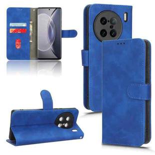For  vivo X90 Pro+ Skin Feel Magnetic Flip Leather Phone Case(Blue)