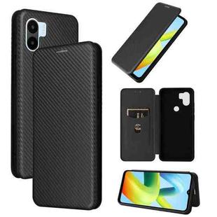 For Xiaomi Redmi A1+ Global Carbon Fiber Texture Horizontal Flip PU Phone Case(Black)