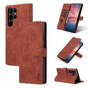 For Samsung Galaxy S23 Ultra 5G AZNS Skin Feel Calf Texture Flip Leather Phone Case(Brown)