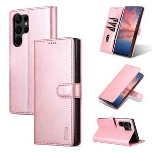 For Samsung Galaxy S23 Ultra 5G AZNS Skin Feel Calf Texture Flip Leather Phone Case(Rose Gold)