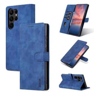 For Samsung Galaxy S23 Ultra 5G AZNS Skin Feel Calf Texture Flip Leather Phone Case(Blue)