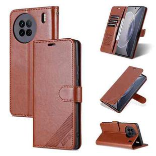 For vivo X90 AZNS Sheepskin Texture Flip Leather Phone Case(Brown)
