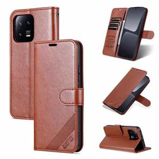 For Xiaomi 13 AZNS Sheepskin Texture Flip Leather Phone Case(Brown)