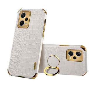 For Xiaomi Redmi Note 12 Pro+ China 6D Electroplating Crocodile Texture Phone Case With Holder(White)