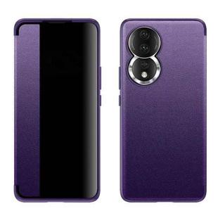 For Honor 80 Leather + TPU Frame Shockproof Phone Case(Purple)