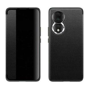 For Honor 80 Leather + TPU Frame Shockproof Phone Case(Black)