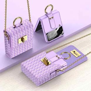 For Samsung Galaxy Z Flip3 5G GKK Mini Backpack Slim Phone Case with Ring(Purple)