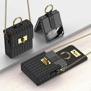 GKK Mini Backpack Slim Phone Bag with Ring For Samsung Galaxy Z Flip3 5G/Z Flip4/Huawei P50 Pocket(Black)