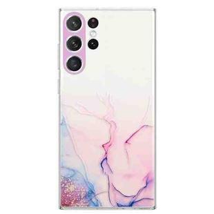 For Samsung Galaxy S23 Ultra 5G Hollow Marble Pattern TPU Precise Hole Phone Protective Case(Pink)