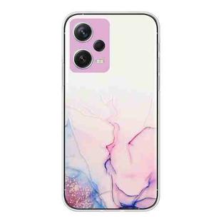 For Xiaomi Redmi Note 12 Pro 5G China Hollow Marble Pattern TPU Precise Hole Phone Protective Case(Pink)