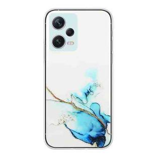 For Xiaomi Redmi Note 12 Pro+ China Hollow Marble Pattern TPU Precise Hole Phone Protective Case(Blue)