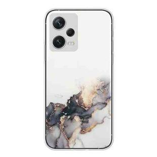 For Xiaomi Redmi Note 12 Pro+ China Hollow Marble Pattern TPU Precise Hole Phone Protective Case(Black)