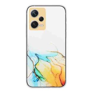 For Xiaomi Redmi Note 12 Pro+ China Hollow Marble Pattern TPU Precise Hole Phone Protective Case(Yellow)