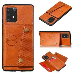 For Galaxy A91 / M80s PU + TPU Shockproof Magnetic Protective Case with Card Slots(Brown)