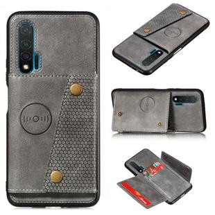 For Huawei Nova 6 PU + TPU Shockproof Magnetic Protective Case with Card Slots(Grey)