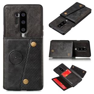 For OnePlus 8 Pro PU + TPU Shockproof Magnetic Protective Case with Card Slots(Black)