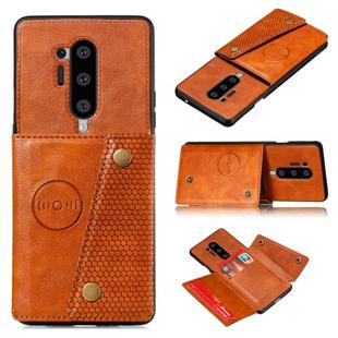 For OnePlus 8 Pro PU + TPU Shockproof Magnetic Protective Case with Card Slots(Brown)
