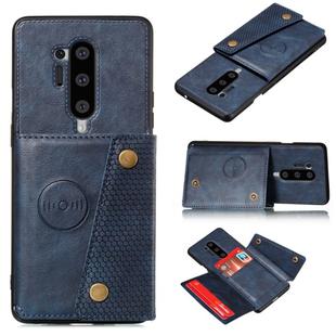 For OnePlus 8 Pro PU + TPU Shockproof Magnetic Protective Case with Card Slots(Blue)