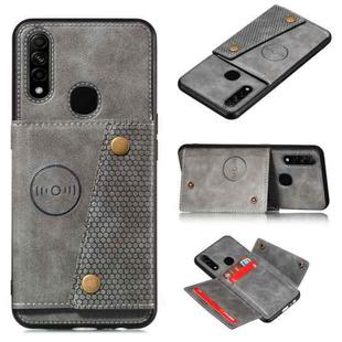 For OPPO A31 / A8 PU + TPU Shockproof Magnetic Protective Case with Card Slots(Grey)