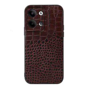 For OPPO Reno9 / Reno9 Pro Crocodile Texture Genuine Leather Phone Case(Coffee)