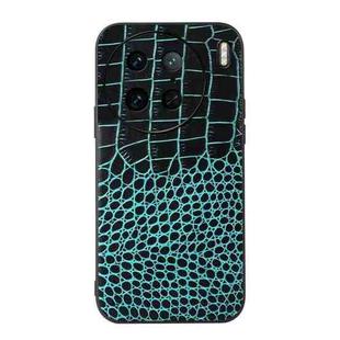 For vivo X90 Pro Crocodile Texture Genuine Leather Phone Case(Cyan)