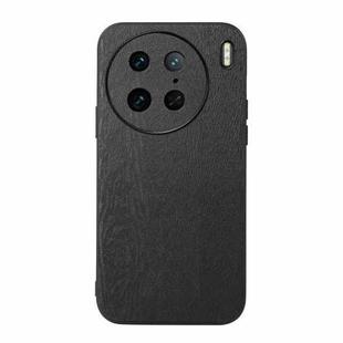 For vivo X90 Pro Wood Texture PU Phone Case(Black)