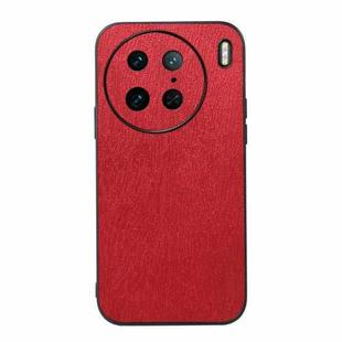 For vivo X90 Pro Wood Texture PU Phone Case(Red)