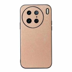 For vivo X90 Pro Wood Texture PU Phone Case(Gold)