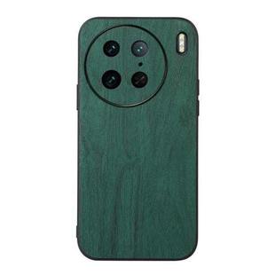 For vivo X90 Pro Wood Texture PU Phone Case(Green)