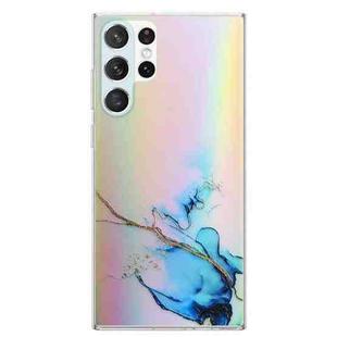 For Samsung Galaxy S23 Ultra 5G Laser Marble Pattern Clear TPU Protective Phone Case(Blue)