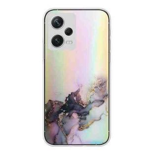 For Xiaomi Redmi Note 12 Pro 5G China Laser Marble Pattern Clear TPU Protective Phone Case(Black)