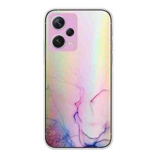 For Xiaomi Redmi Note 12 Pro 5G China Laser Marble Pattern Clear TPU Protective Phone Case(Pink)