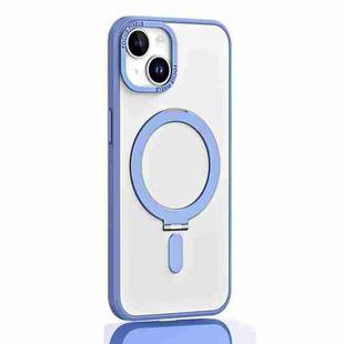 For iPhone 14 Skin Feel MagSafe Shockproof Protective Phone Case with Holder(Light Blue)