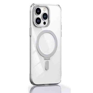 For iPhone 14 Pro Skin Feel MagSafe Shockproof Protective Phone Case with Holder(White)