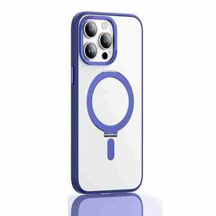 For iPhone 14 Pro Skin Feel MagSafe Shockproof Protective Phone Case with Holder(Blue)