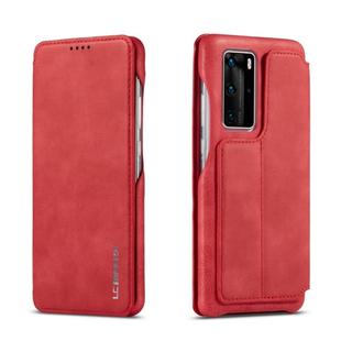 For Huawei P40 Pro LC.IMEEKE Hon Ancient Series Horizontal Flip Leather Case with Holder & Card Slot(Red)