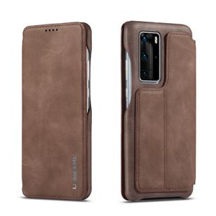 For Huawei P40 Pro LC.IMEEKE Hon Ancient Series Horizontal Flip Leather Case with Holder & Card Slot(Coffee)