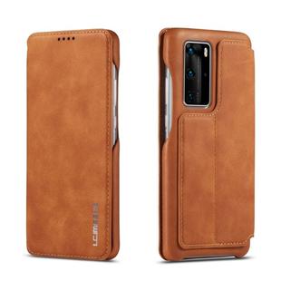 For Huawei P40 Pro LC.IMEEKE Hon Ancient Series Horizontal Flip Leather Case with Holder & Card Slot(Brown)