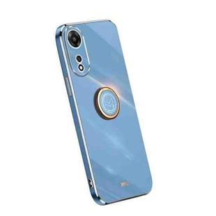 For OPPO A1 Pro 5G XINLI Straight Edge Electroplate TPU Phone Case with Ring(Celestial Blue)