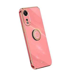 For OPPO A1 Pro 5G XINLI Straight Edge Electroplate TPU Phone Case with Ring(Hawthorn Red)